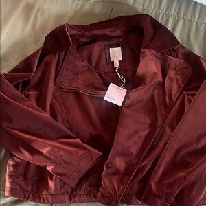 LC Lauren Conrad Deep Red Leather Jacket